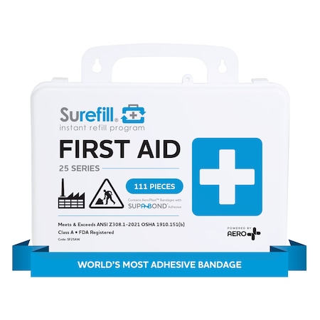 Aero Healthcare First Aid Kit, ANSI Compliant Class A, 25 person, Plastic SF25AW